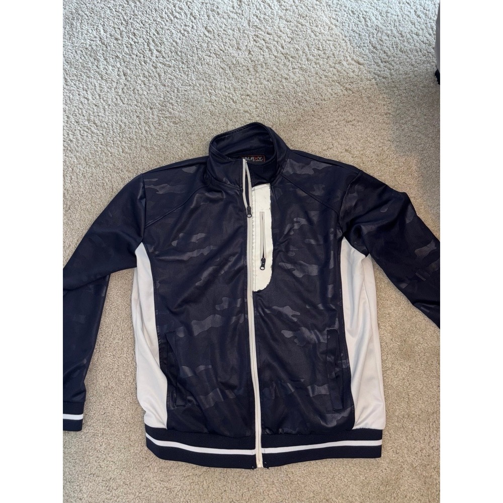 Galaxy By Harvic Men's Navy Blue Camo Zip Up Track Jacket